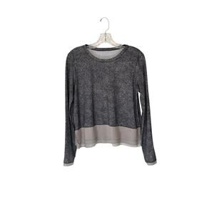 Lululemon Gray Speckled Long Sleeve Mesh Athletic Performance Workout Top
